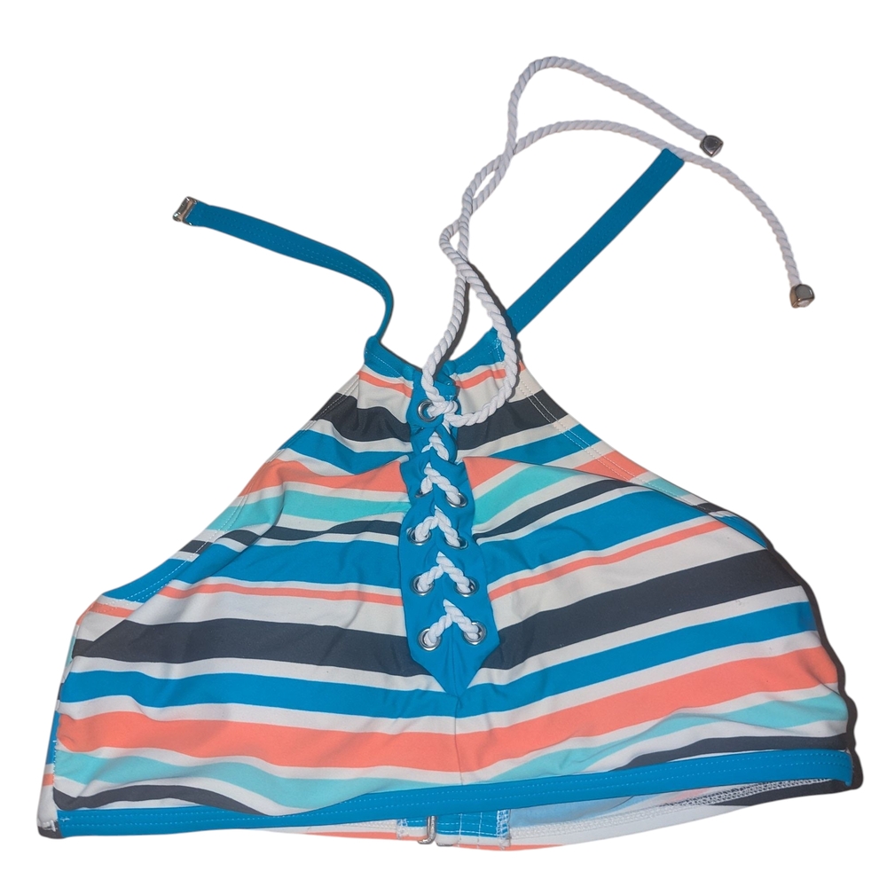 🛍️Multicolor Striped Bikini  Halter Top Size 8